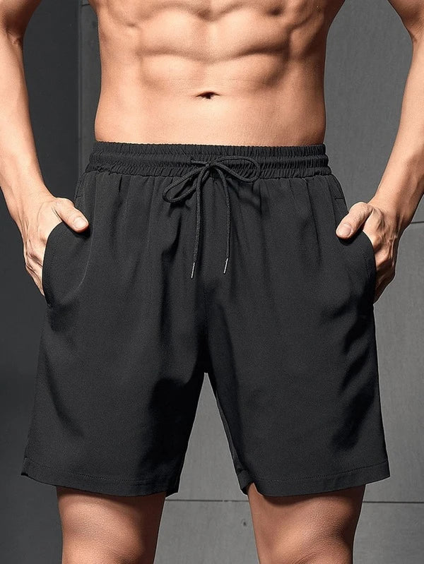 Men Letter Graphic Drawstring Waist Sports Shorts