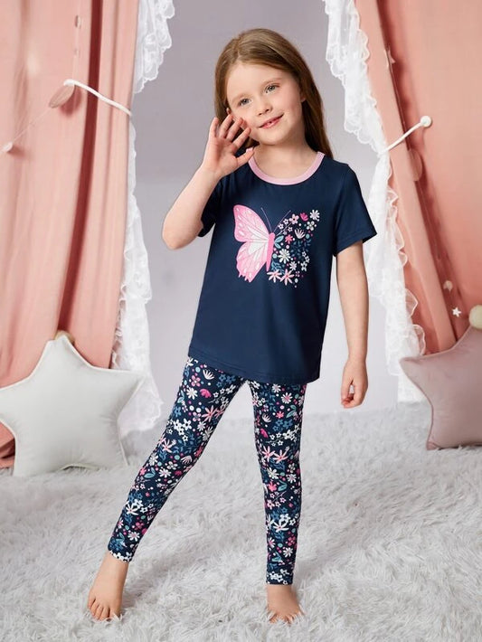 Toddler Girls Butterfly & Floral Print PJ Set