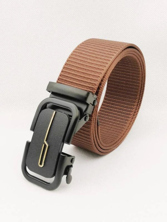 1pc Men Solid Casual Automatic Buckle Tape Belt