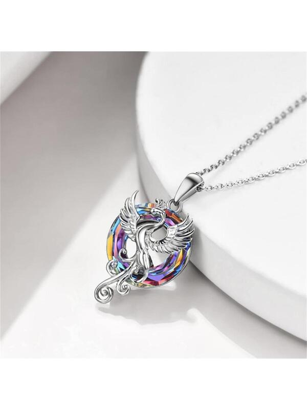 Fashionable Zinc Alloy Phoenix Detail Round Pendant Necklace, Exquisite Birthday Gift Fashion Punk Jewelry Gift For Men Popular