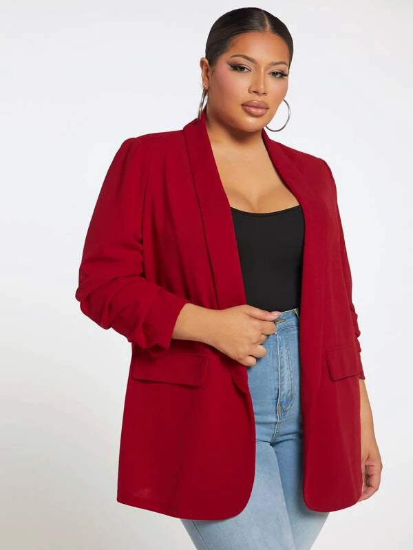 SHEIN SXY Plus Shawl Collar Open Front Coat