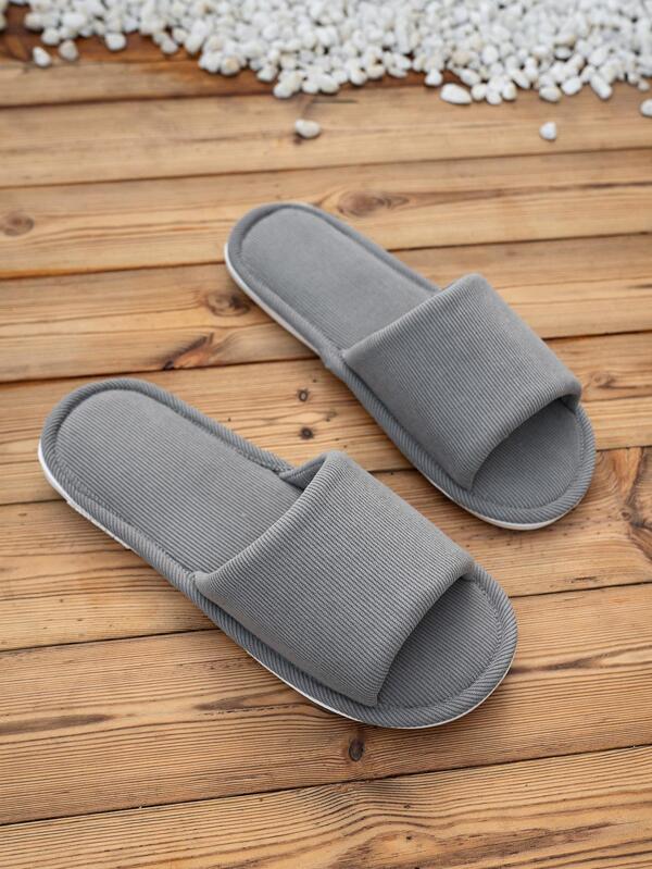 Fashionable Bedroom Slippers For Men, Corduroy Single Band Indoor Slippers