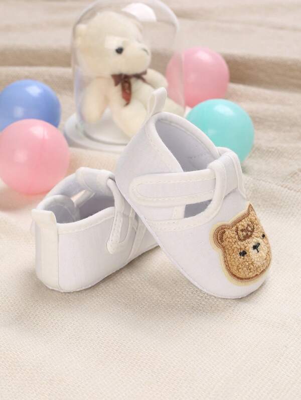 Baby Boys Cartoon Bear Patch Decor Cute Flats For Spring And Autumn