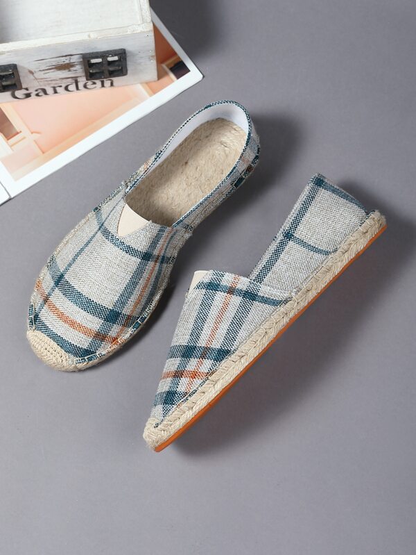 Men Color Block Striped Pattern Espadrille Shoes, Vacation Outdoor Loafers