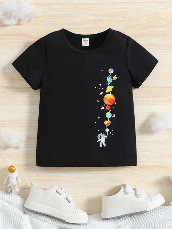 Toddler Boys Planet & Spaceman Print Tee