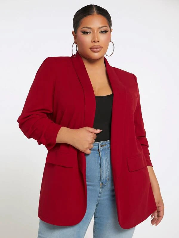 SHEIN SXY Plus Shawl Collar Open Front Coat