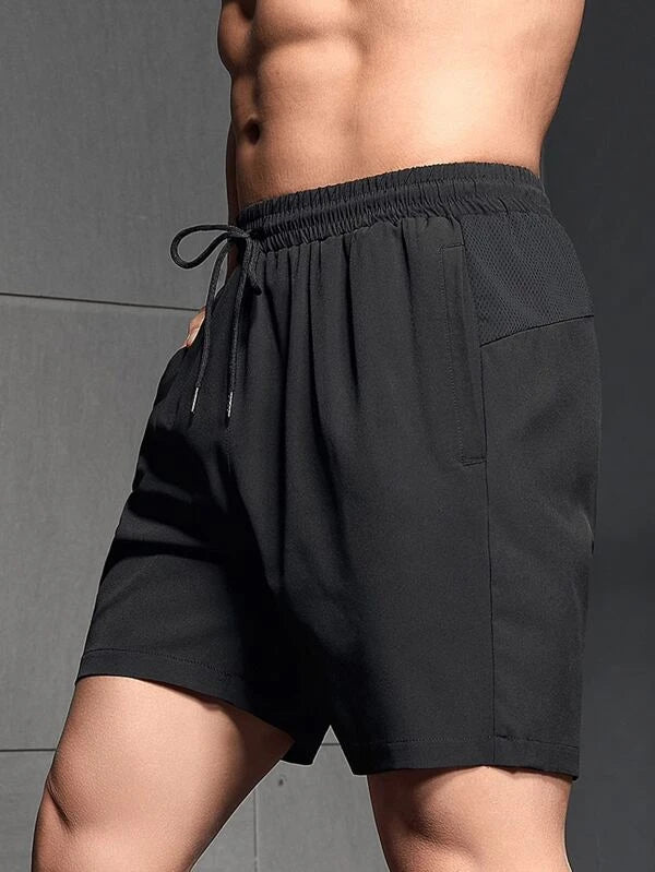 Men Letter Graphic Drawstring Waist Sports Shorts