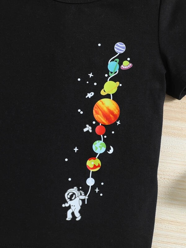 Toddler Boys Planet & Spaceman Print Tee