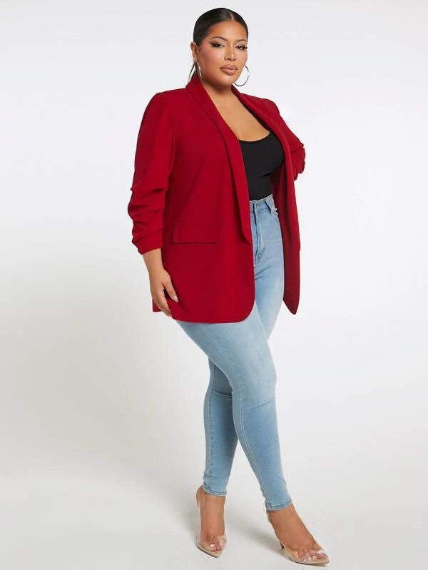 SHEIN SXY Plus Shawl Collar Open Front Coat