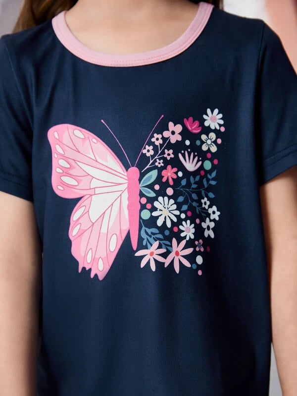 Toddler Girls Butterfly & Floral Print PJ Set