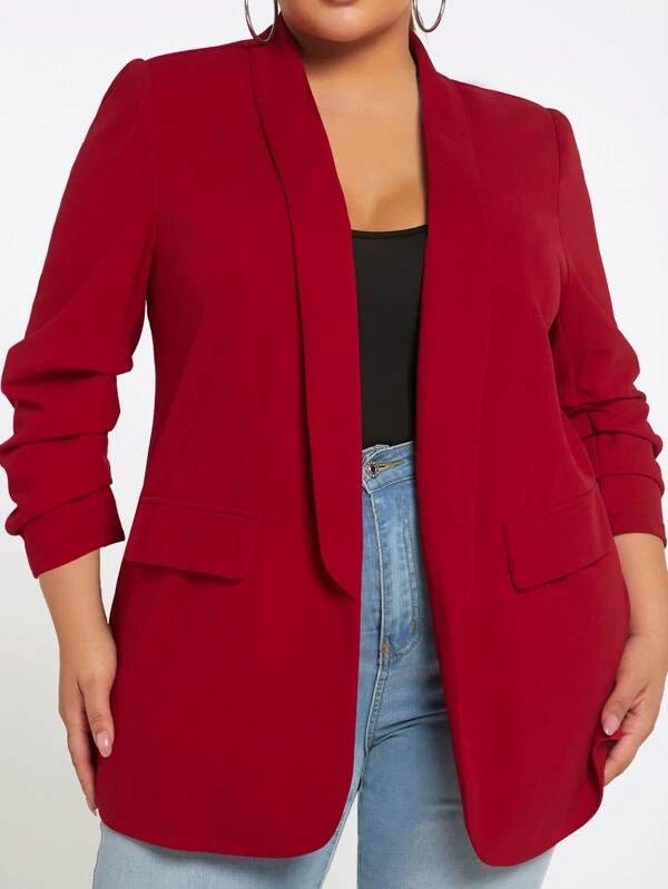 SHEIN SXY Plus Shawl Collar Open Front Coat