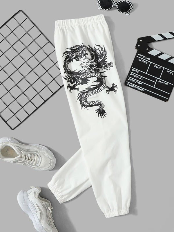 SHEIN Kids EVRYDAY Boys Chinese Dragon Print Pants