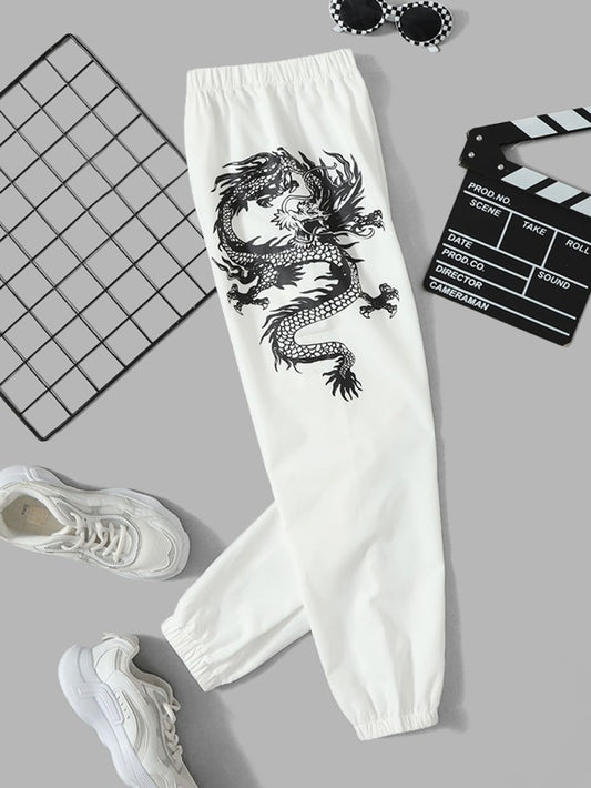 SHEIN Kids EVRYDAY Boys Chinese Dragon Print Pants