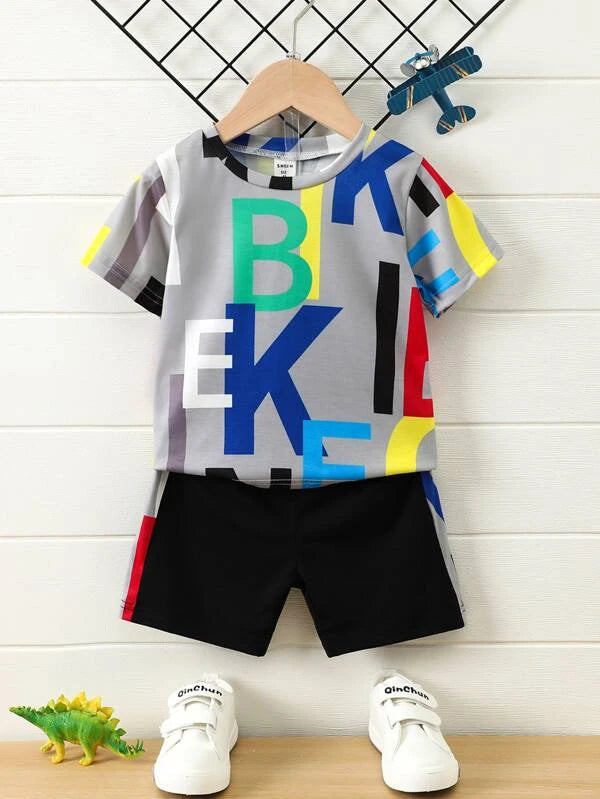 Toddler Boys Letter Graphic Tee & Shorts