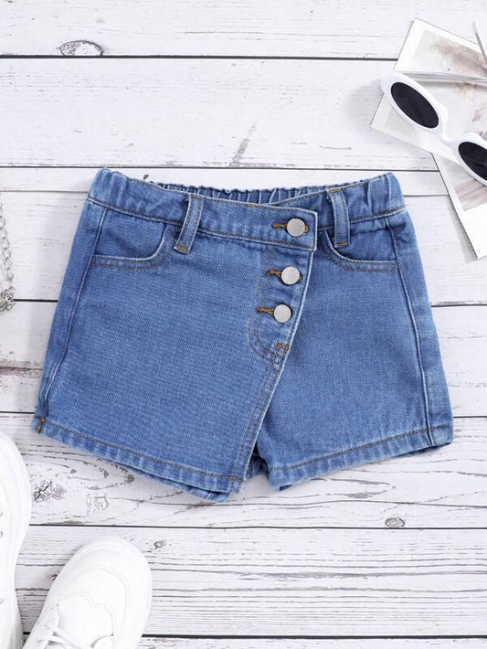 SHEIN Toddler Girls Button Front Denim Skort