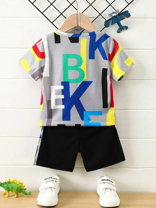 Toddler Boys Letter Graphic Tee & Shorts