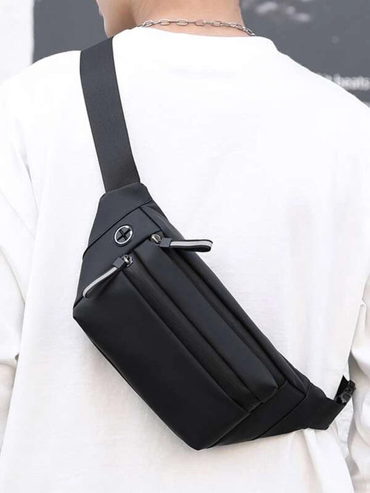 Men Minimalist Earphone Hole Fanny Pack Sling Purse