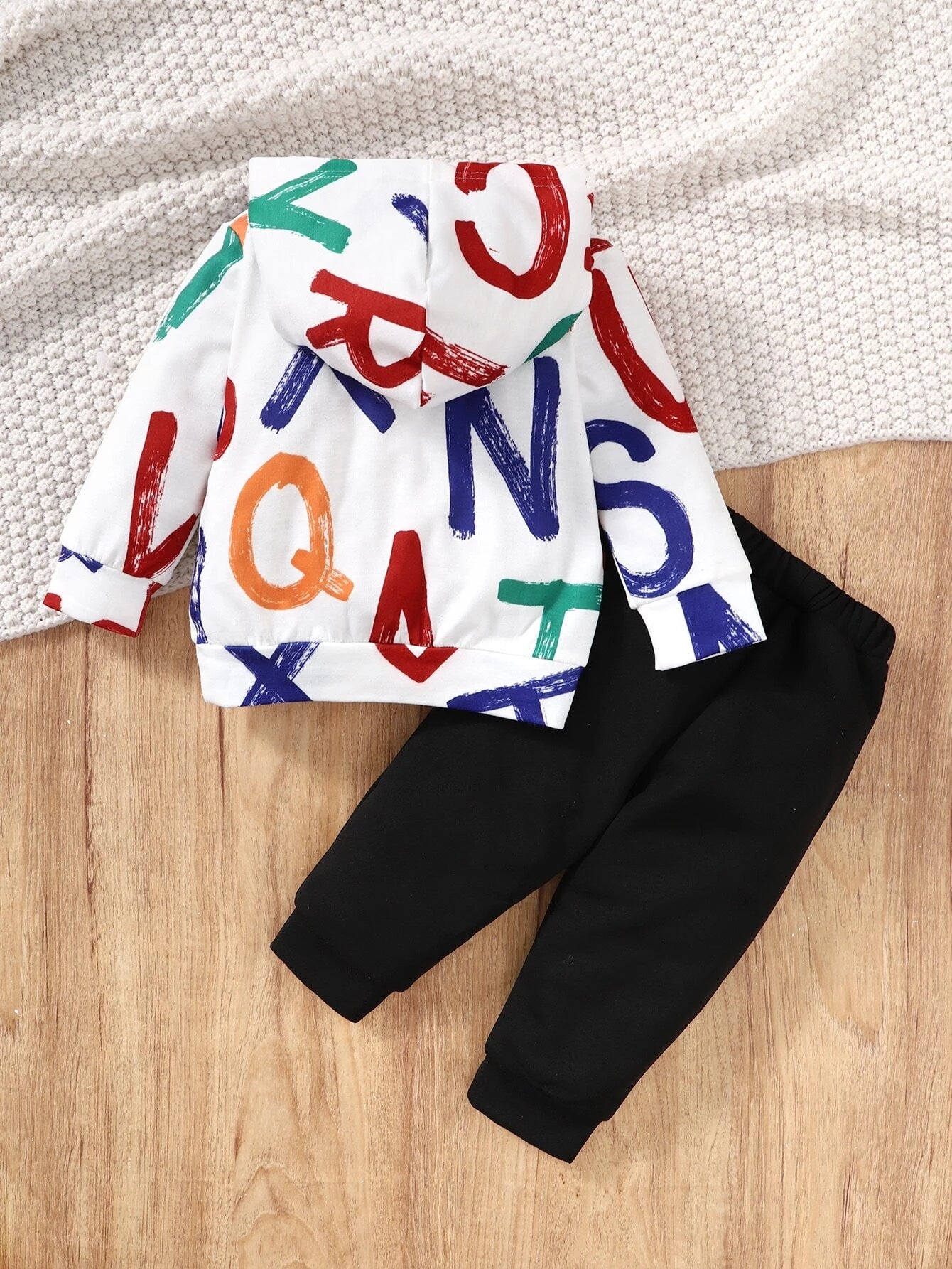 Baby Letter Graphic Hoodie & Sweatpants
