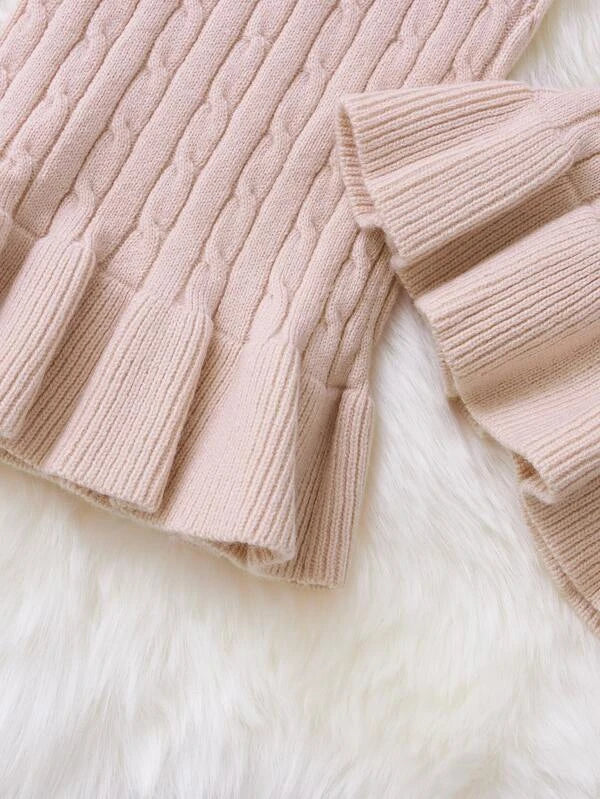 Toddler Girls Cable Knit Sweater & Ruffle Hem Knit Pants