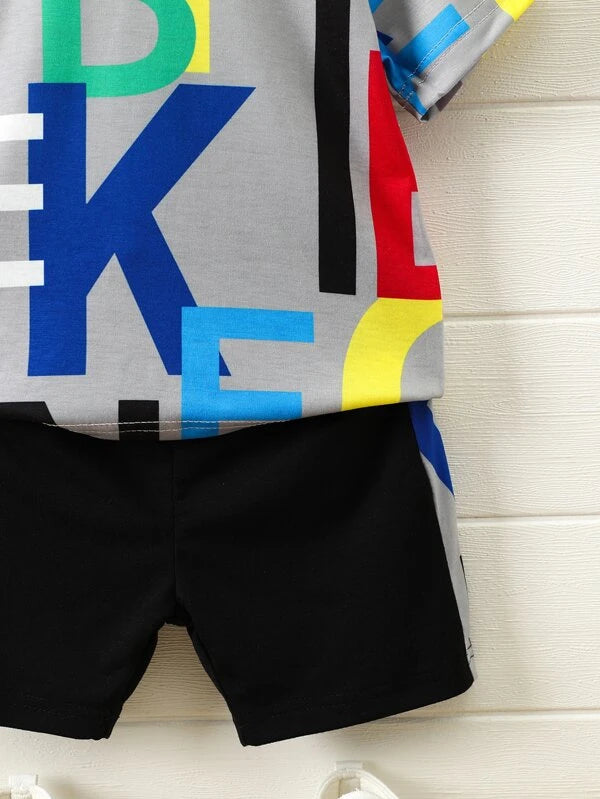 Toddler Boys Letter Graphic Tee & Shorts