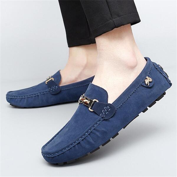 Men Breathable Metal Decor Loafers, Leisure Outdoor Driving Shoes