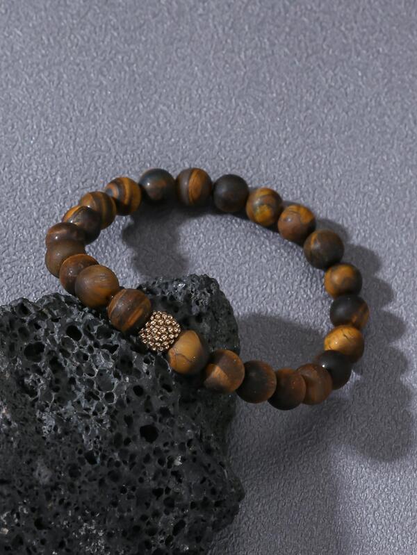 Men Stone Decor Beaded Bracelet For A Stylish Look Gift For Party