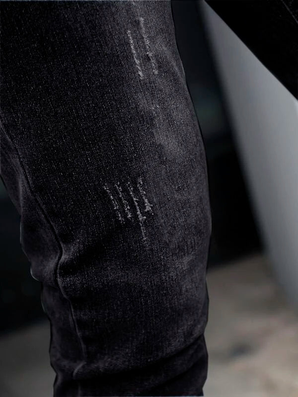 Men Slant Pocket Cat Scratch Jeans