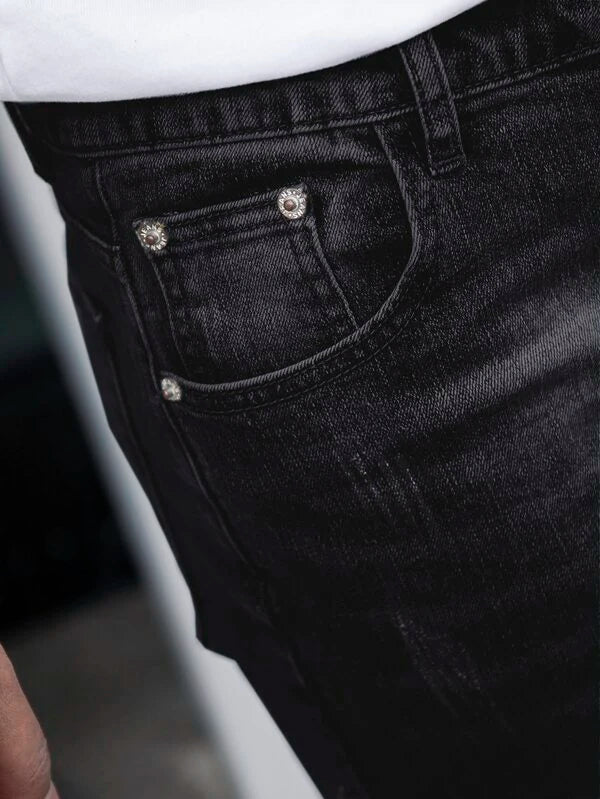 Men Slant Pocket Cat Scratch Jeans