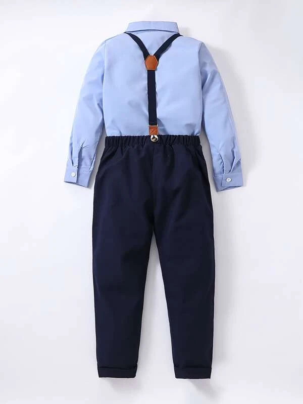 Boys Bow Front Shirt & Suspender Pants