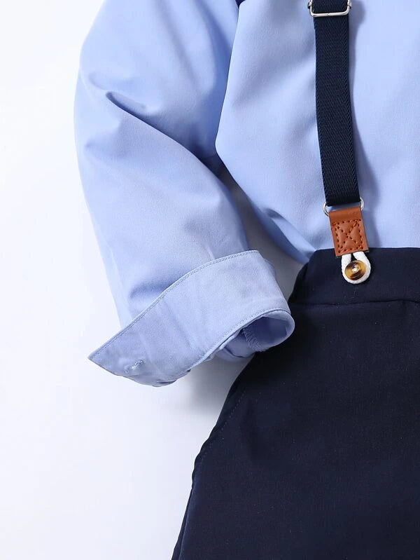 Boys Bow Front Shirt & Suspender Pants