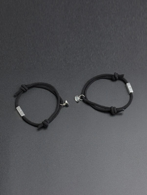 2pcs Men Sun & Moon Detail Bracelet