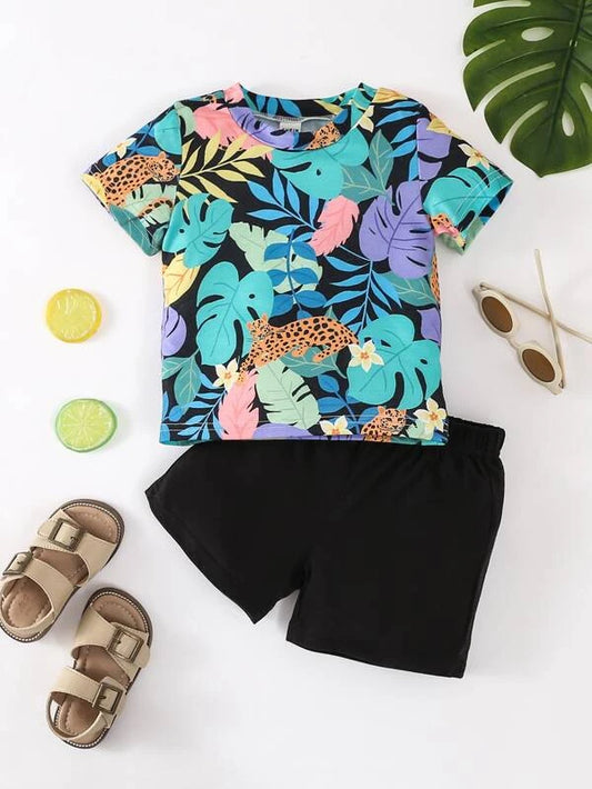 Baby Tropical Print Tee & Shorts