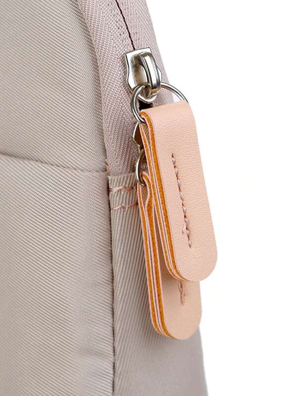 Men Minimalist Double Handle Briefcase Patch Detail