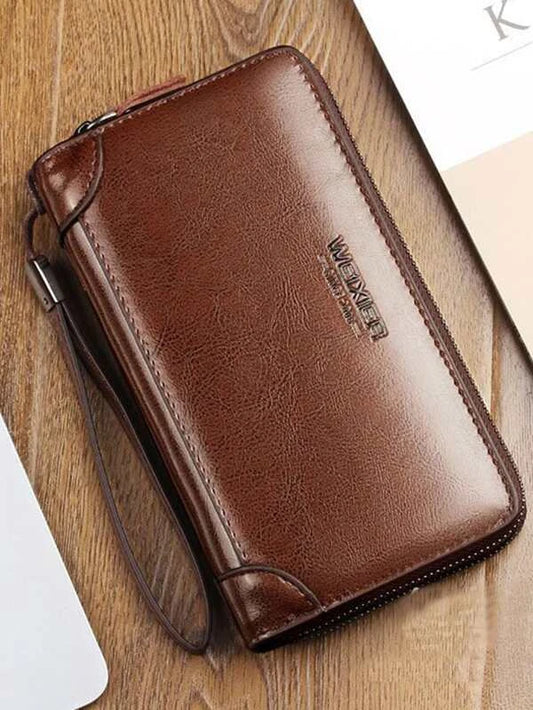 Men Letter Graphic Long Wallet Checkbook Cover Fashion Business Slim Clutch Vintage Retro Portable Versatile Large