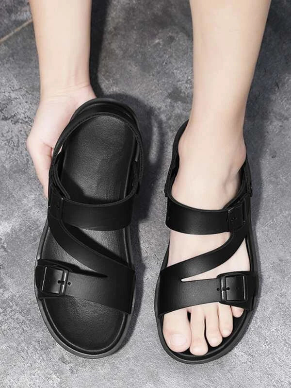 Men Buckle Decor Sandals, Fashionable Casual Sandals For Summer