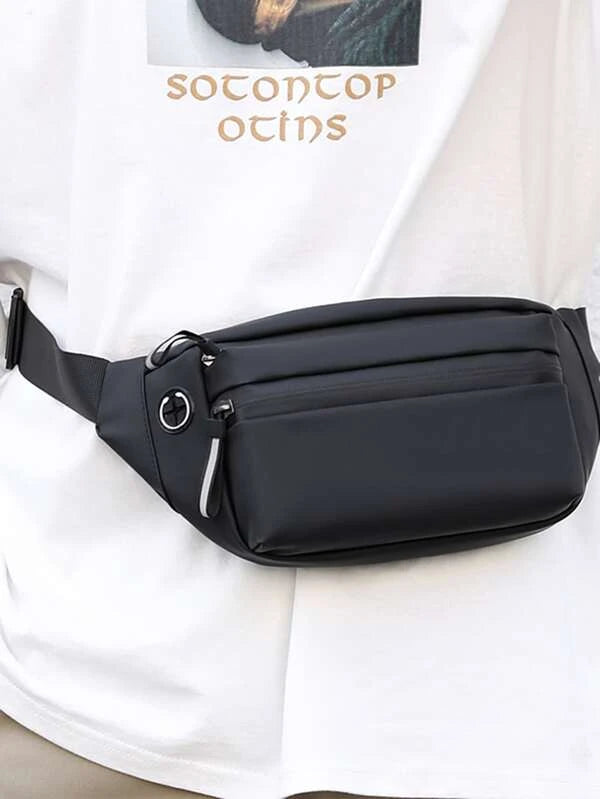 Men Minimalist Earphone Hole Fanny Pack Sling Purse