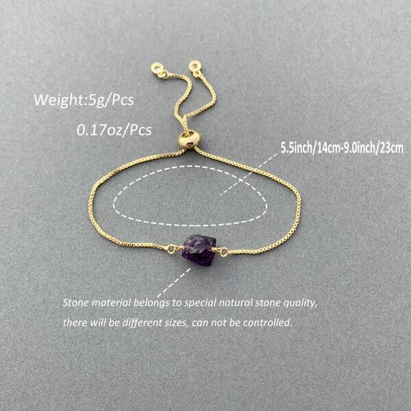 1pc Dainty & Minimalist Style Lucky Natural Purple Crystal Stone Beaded Bracelet For Women, Suitable For Handmade Jewelry Gift