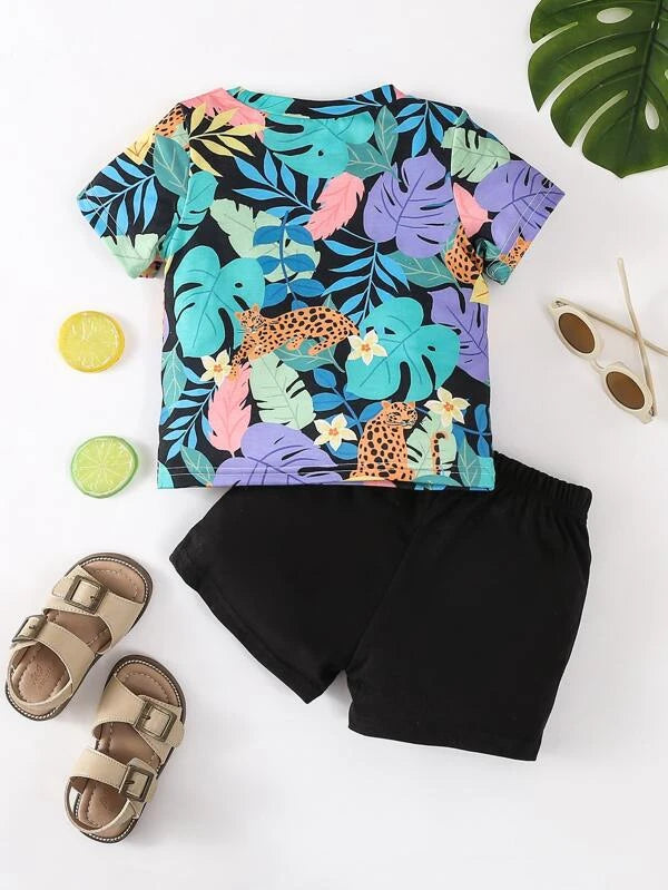 Baby Tropical Print Tee & Shorts