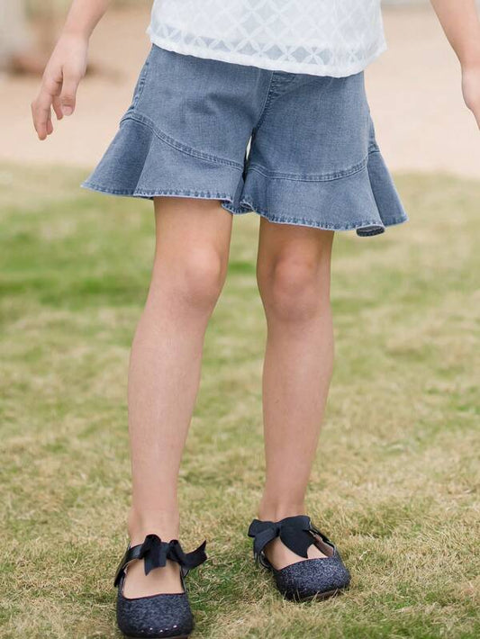 Toddler Girls Ruffle Hem Denim Shorts