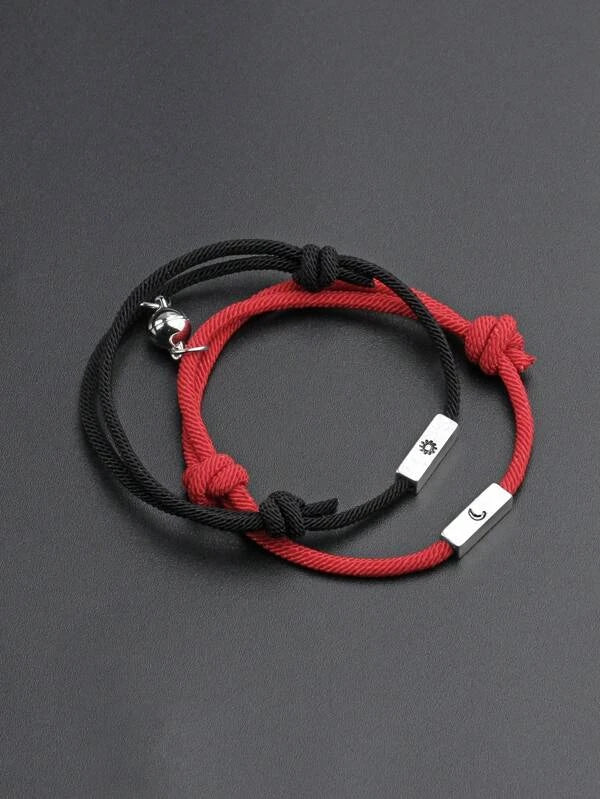 2pcs Men Sun & Moon Detail Bracelet