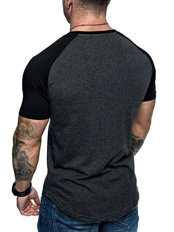 Men Holographic Lightning Print Raglan Sleeve Sports Tee