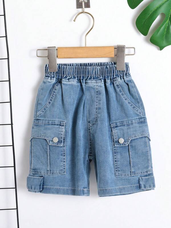 Young Boy Flap Pocket Side Denim Shorts