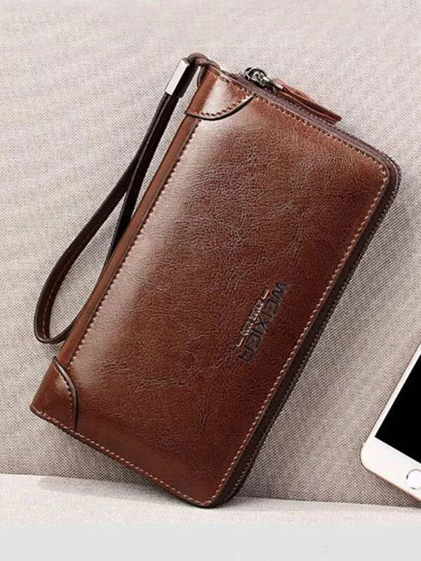 Men Letter Graphic Long Wallet Checkbook Cover Fashion Business Slim Clutch Vintage Retro Portable Versatile Large