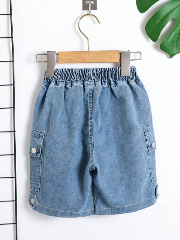 Young Boy Flap Pocket Side Denim Shorts