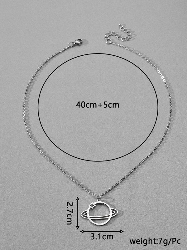 1pc Fashion Stainless Steel Planet Charm Chain Necklace For Men For Daily Life Punk Hip Pop Style, For Jewelry Gift And Party