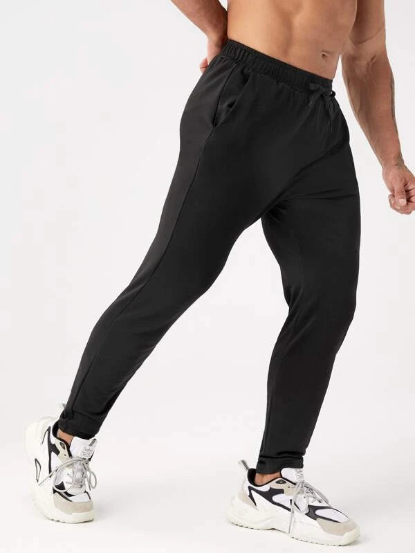 Men Reflective Letter Graphic Drawstring Waist Sports Pants