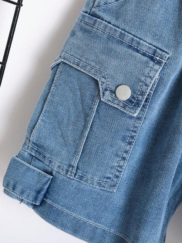 Young Boy Flap Pocket Side Denim Shorts