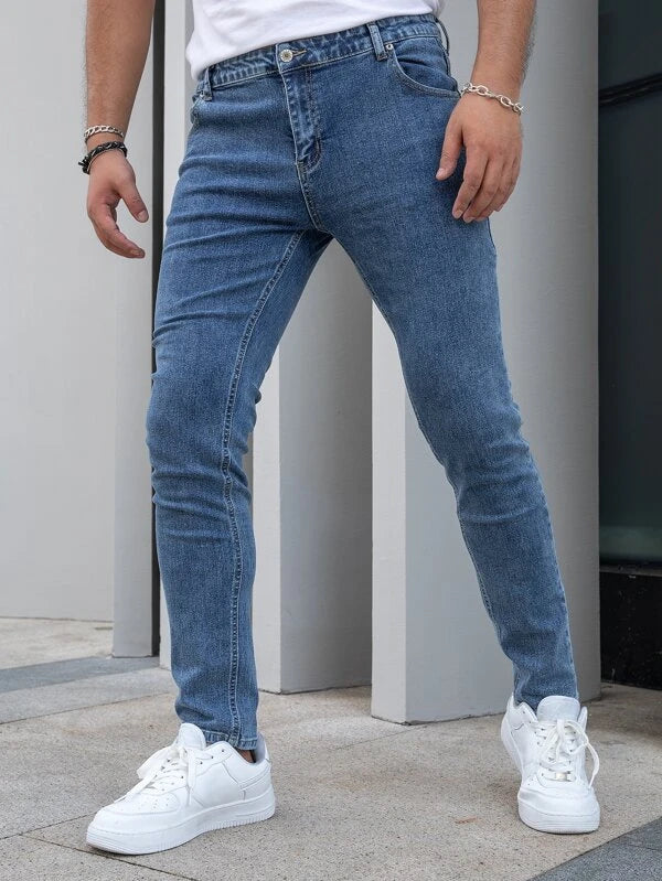 Men Slant Pocket Skinny Jeans