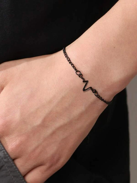 Men Heartbeat Decor Chain Bracelet