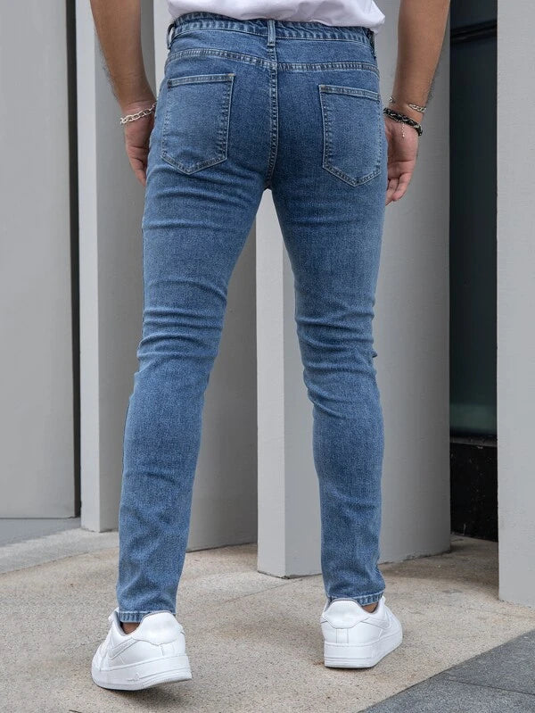 Men Slant Pocket Skinny Jeans